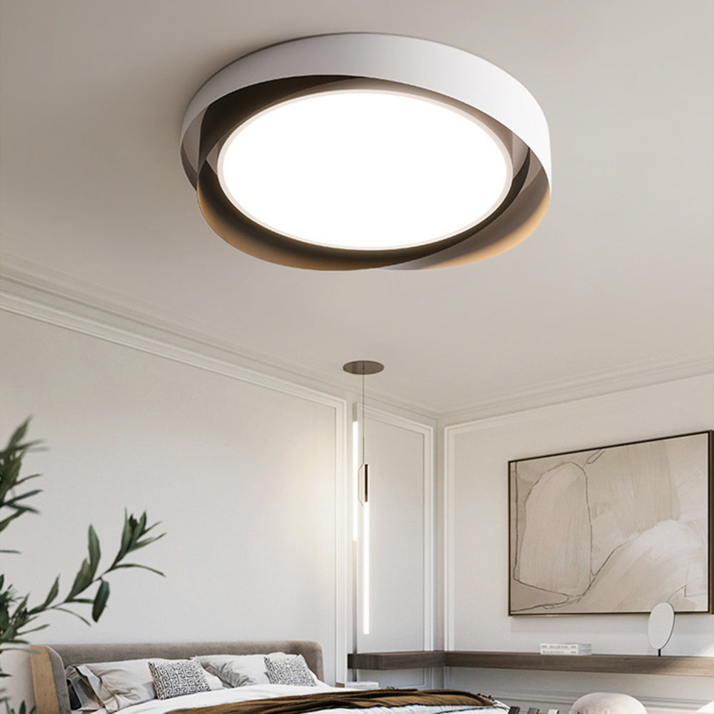 Moderne LED Deckenlampe mit Doppel-Schirm | Rund, 24W, Warmweiß