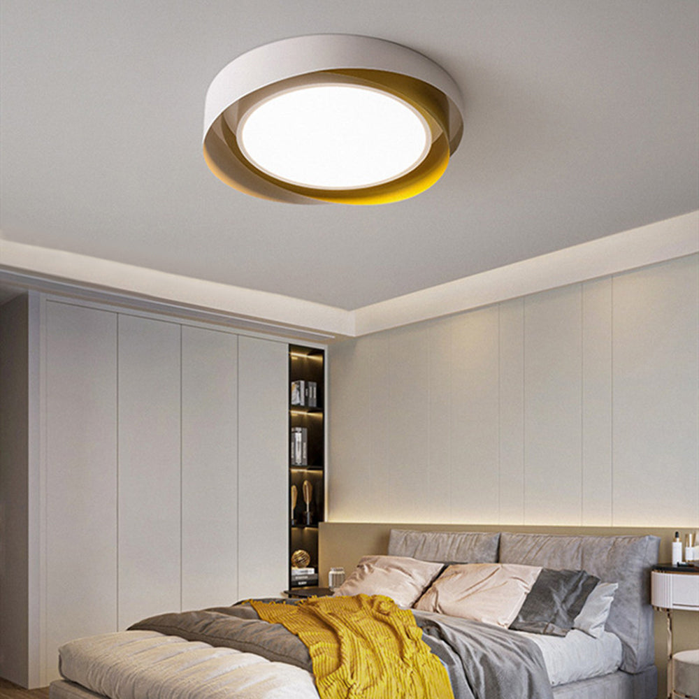 Moderne LED Deckenlampe mit Doppel-Schirm | Rund, 24W, Warmweiß