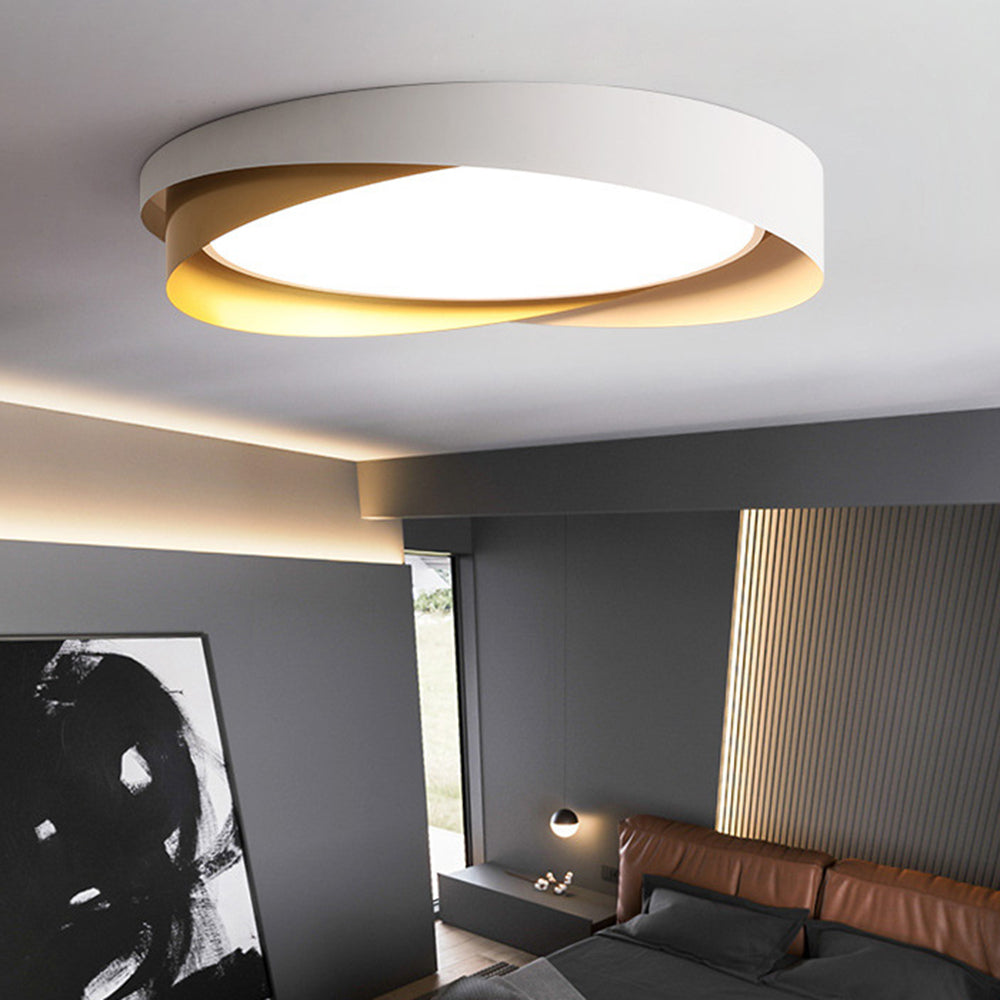 Moderne LED Deckenlampe mit Doppel-Schirm | Rund, 24W, Warmweiß
