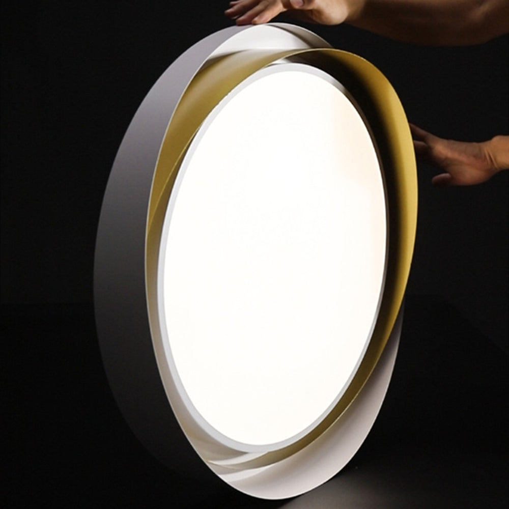 Moderne LED Deckenlampe mit Doppel-Schirm | Rund, 24W, Warmweiß