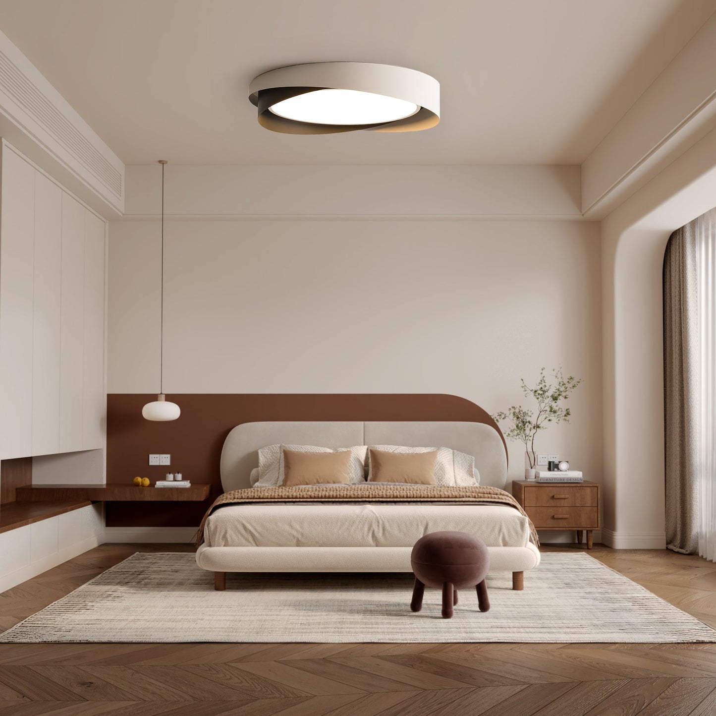 Moderne LED Deckenlampe mit Doppel-Schirm | Rund, 24W, Warmweiß