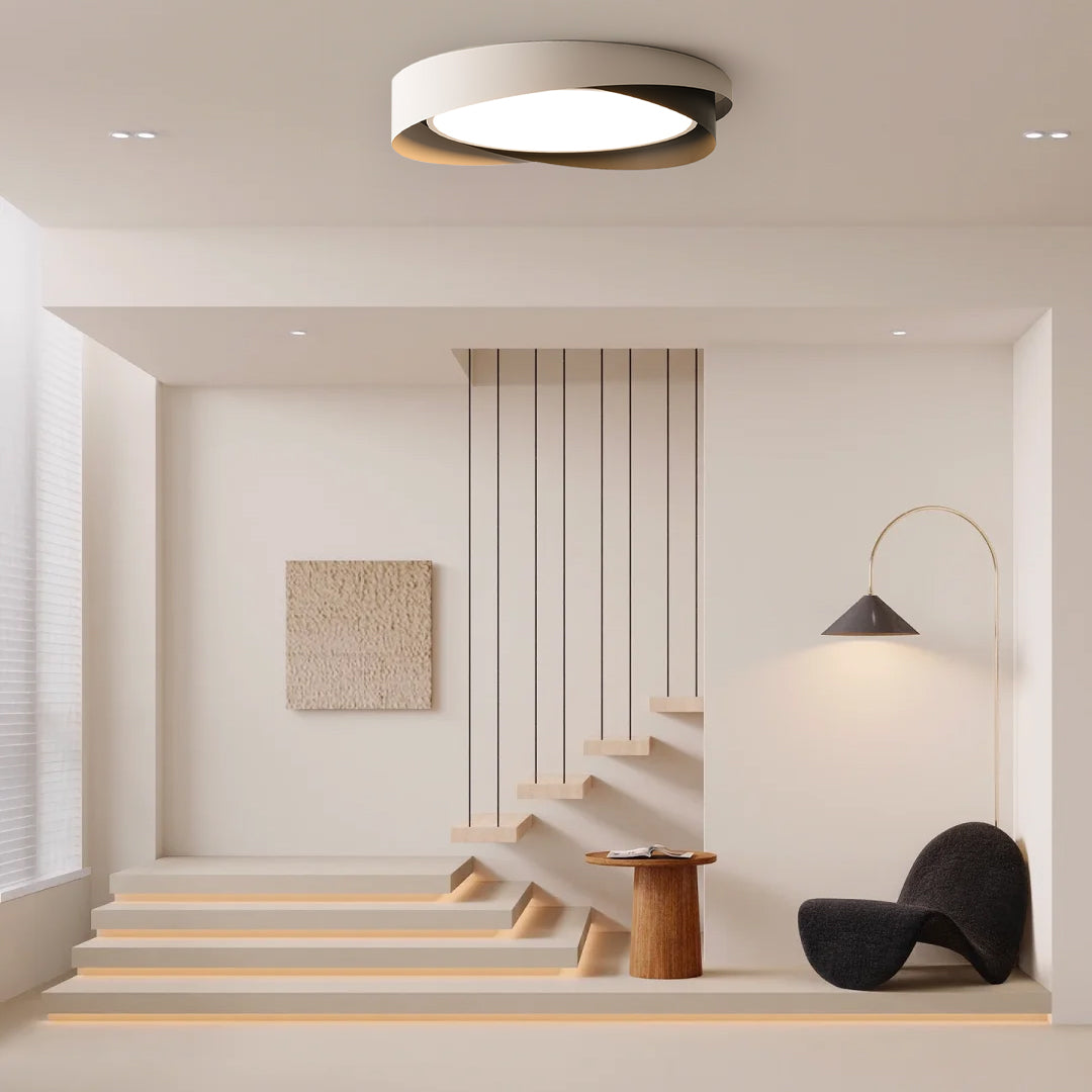 Moderne LED Deckenlampe mit Doppel-Schirm | Rund, 24W, Warmweiß