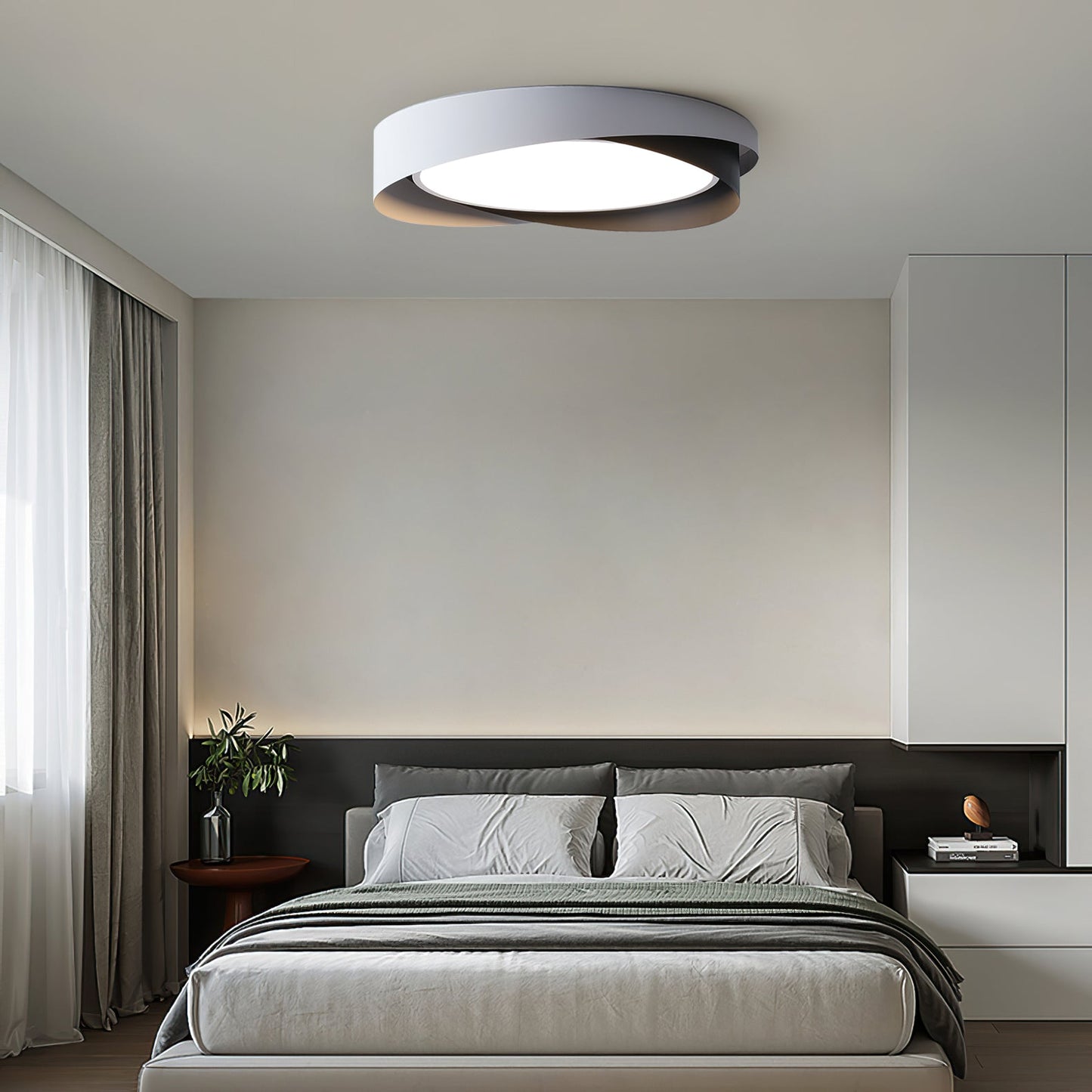 Moderne LED Deckenlampe mit Doppel-Schirm | Rund, 24W, Warmweiß