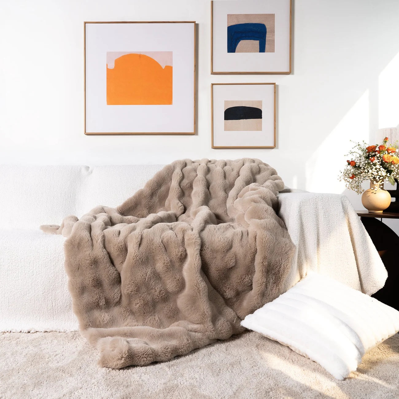 Kunstfell-Decke in Hasenfell-Optik – Flauschig