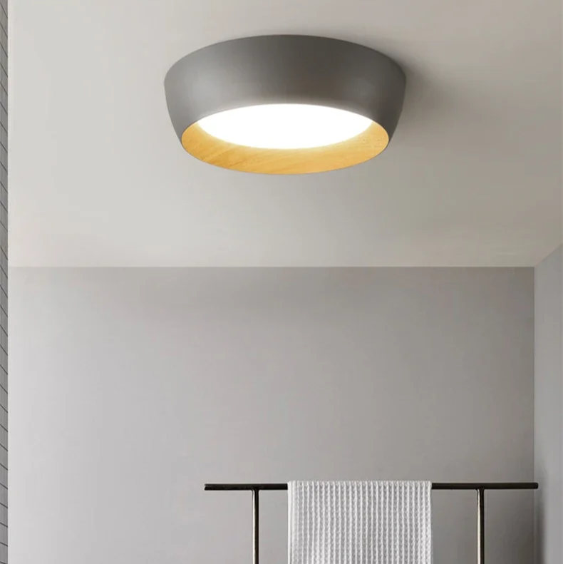 Japanische LED-Deckenlampe – Metall- und Holz-Design