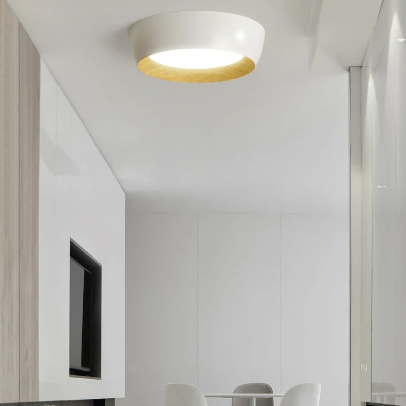 Japanische LED-Deckenlampe – Metall- und Holz-Design