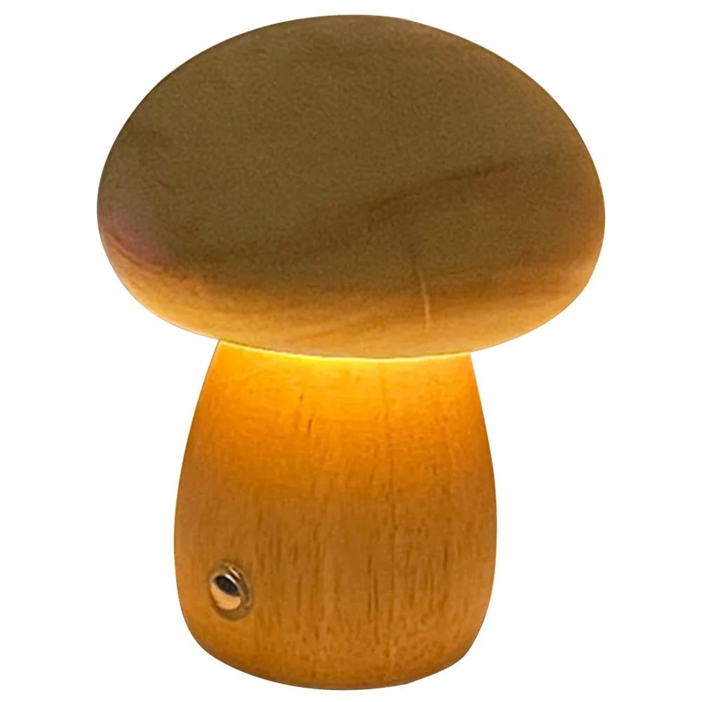 Magisches Pilznachtlicht Aus Holz – Dimmbar & USB-Aufladung