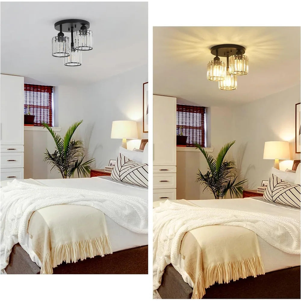 Elegante LED-Deckenleuchten Mit Kristall – Halb Eingebaut