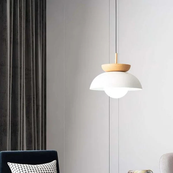 Halbholz Hängelampe im Skandinavischen Design