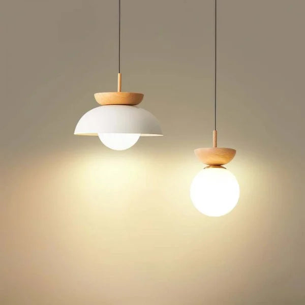 Halbholz Hängelampe im Skandinavischen Design