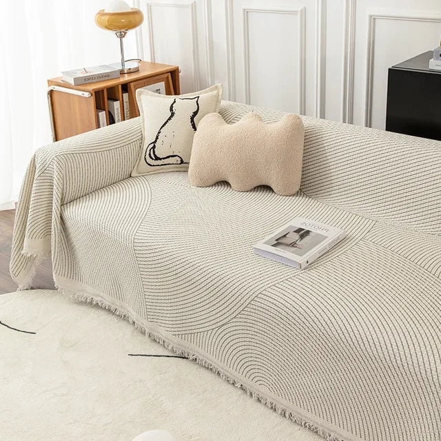 Eleganter Sofabezug mit Verspieltem Quastenrand