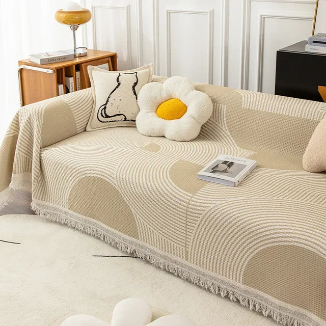 Eleganter Sofabezug mit Verspieltem Quastenrand