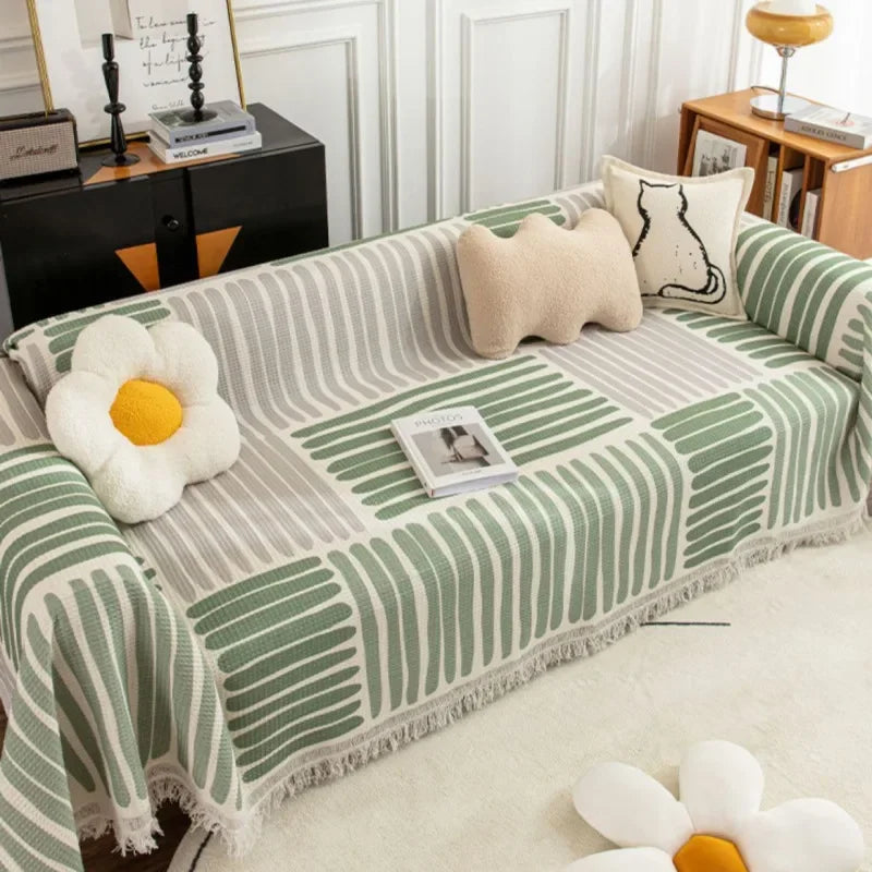 Eleganter Sofabezug mit Verspieltem Quastenrand