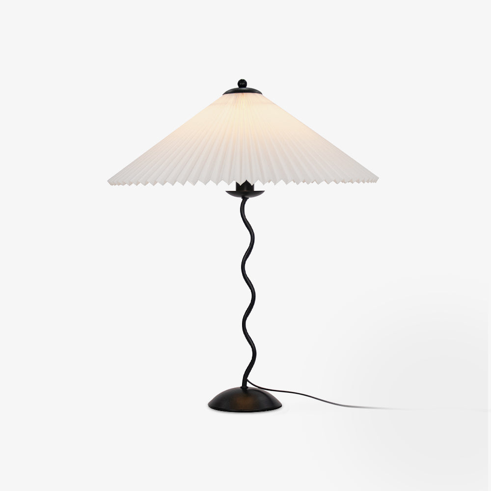 Tischlampe mit Plissiertem Stoffschirm