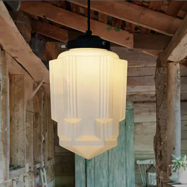 Weißes Milchglas Pendelleuchte | Vintage-Jar-Stil