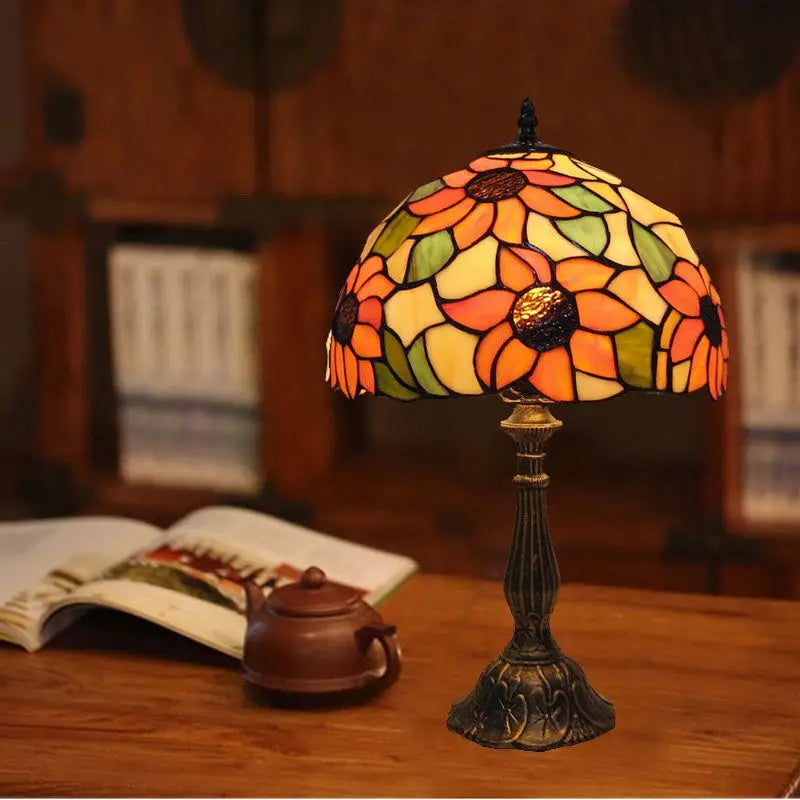 Vintage Sonnenblumen-Schreibtischlampe – Dekorative Tischleuchte
