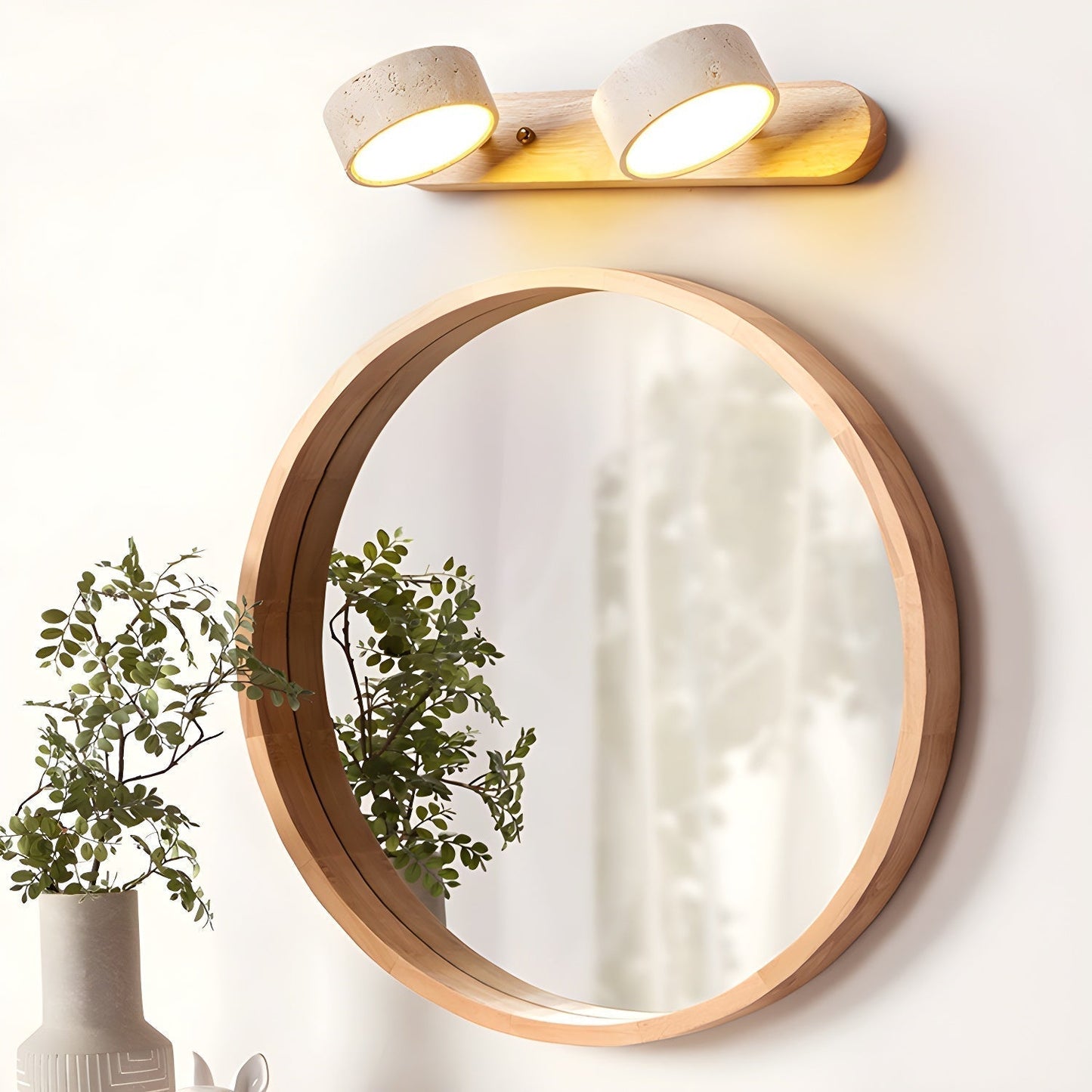 Duo Wandlampe aus Travertin mit Halterung – Stilvolle Lichtquelle