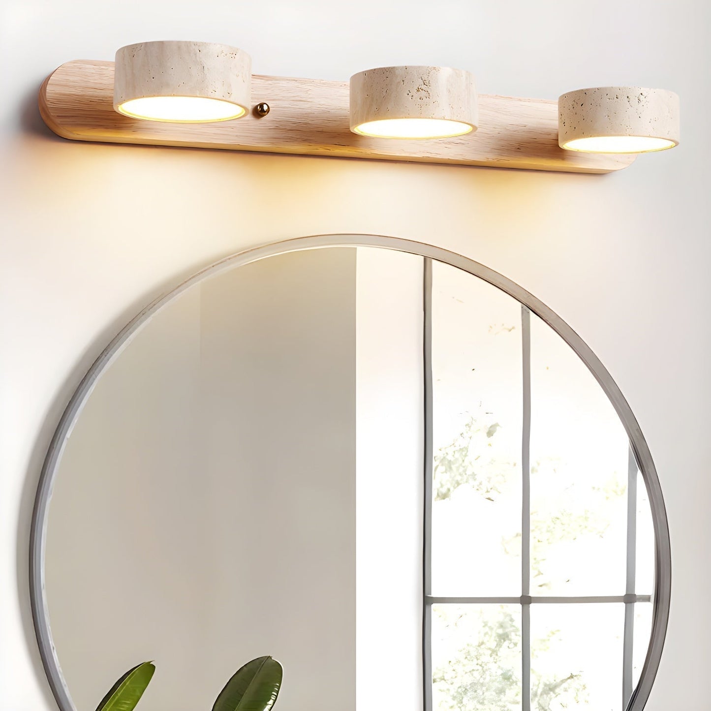 Duo Wandlampe aus Travertin mit Halterung – Stilvolle Lichtquelle