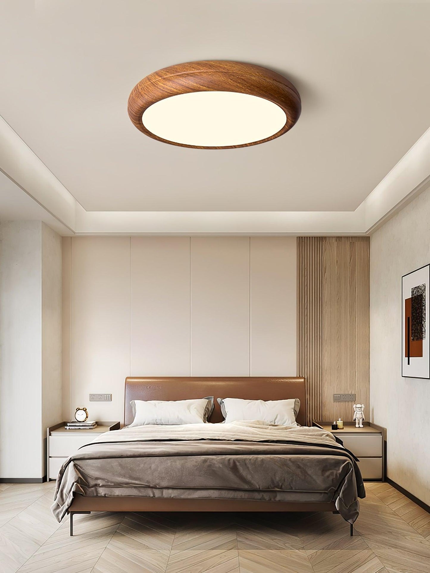 Holzmaserung Runde Deckenleuchte im Mid-Century Stil