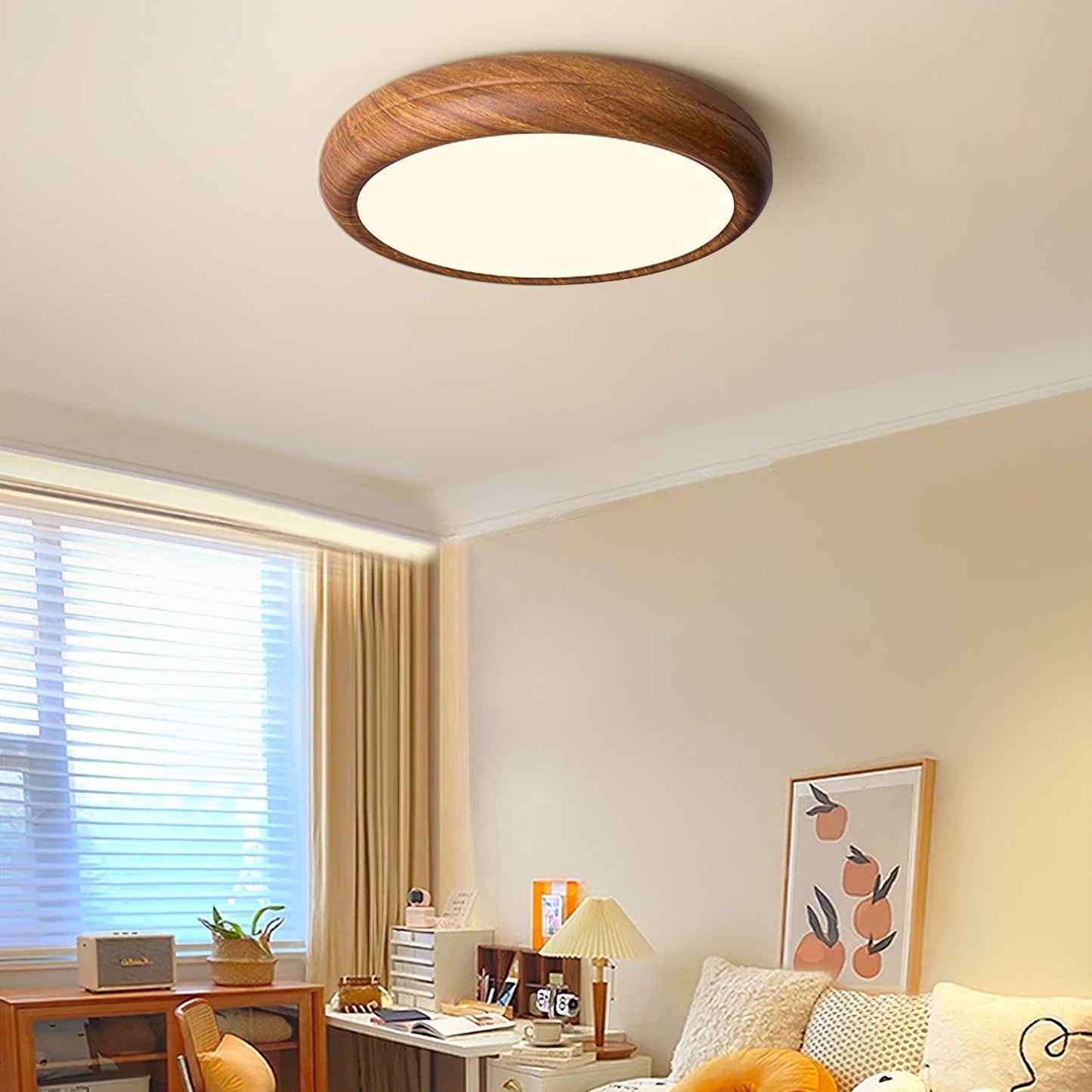 Holzmaserung Runde Deckenleuchte im Mid-Century Stil