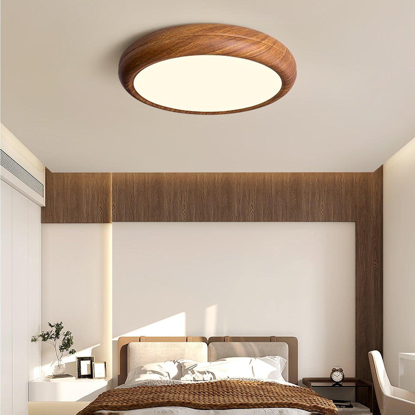 Holzmaserung Runde Deckenleuchte im Mid-Century Stil