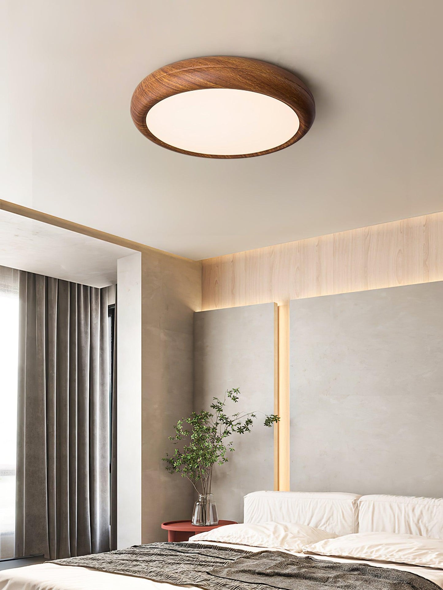 Holzmaserung Runde Deckenleuchte im Mid-Century Stil