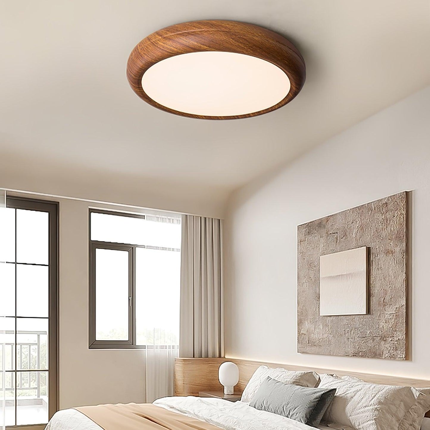 Holzmaserung Runde Deckenleuchte im Mid-Century Stil