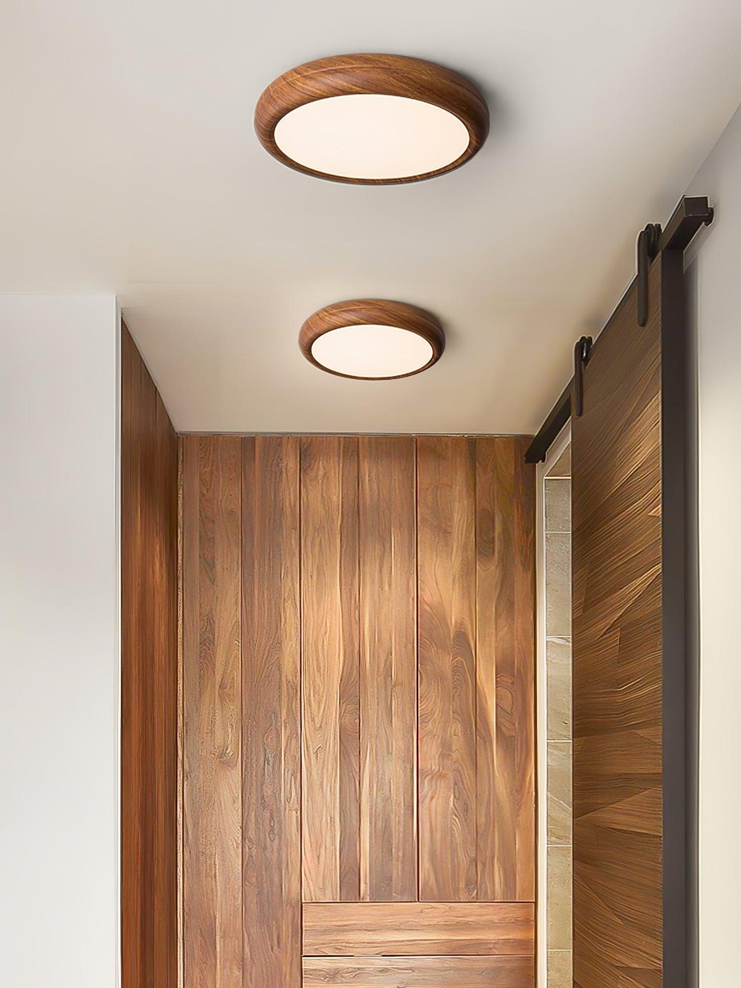 Holzmaserung Runde Deckenleuchte im Mid-Century Stil