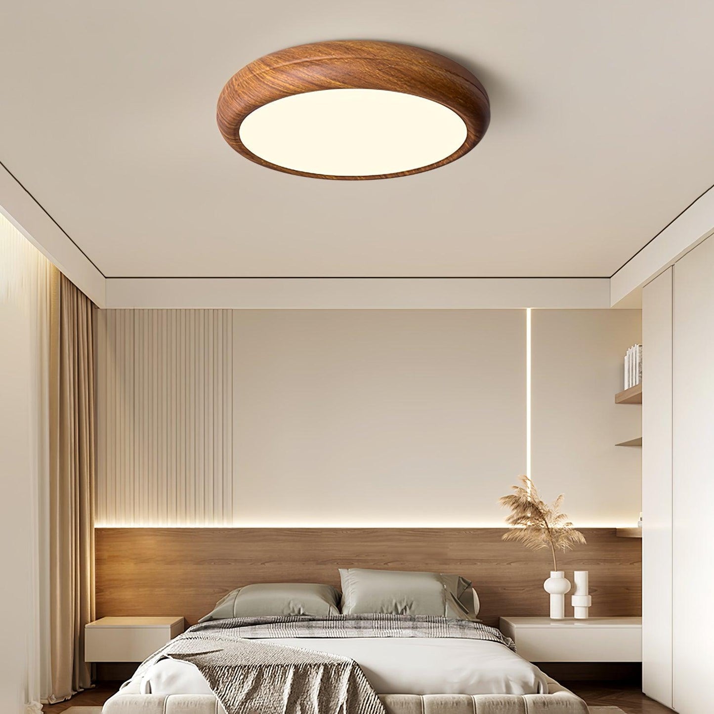 Holzmaserung Runde Deckenleuchte im Mid-Century Stil