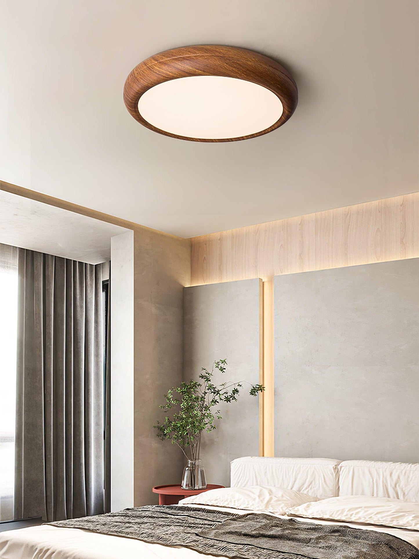 Holzmaserung Runde Deckenleuchte im Mid-Century Stil