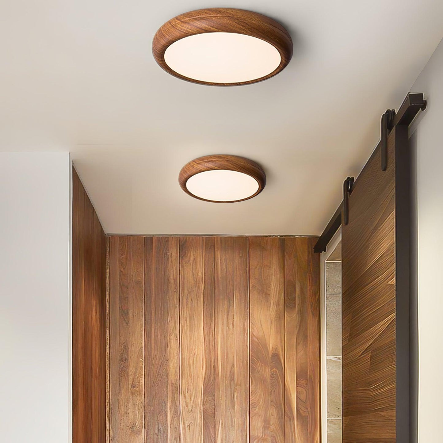 Holzmaserung Runde Deckenleuchte im Mid-Century Stil