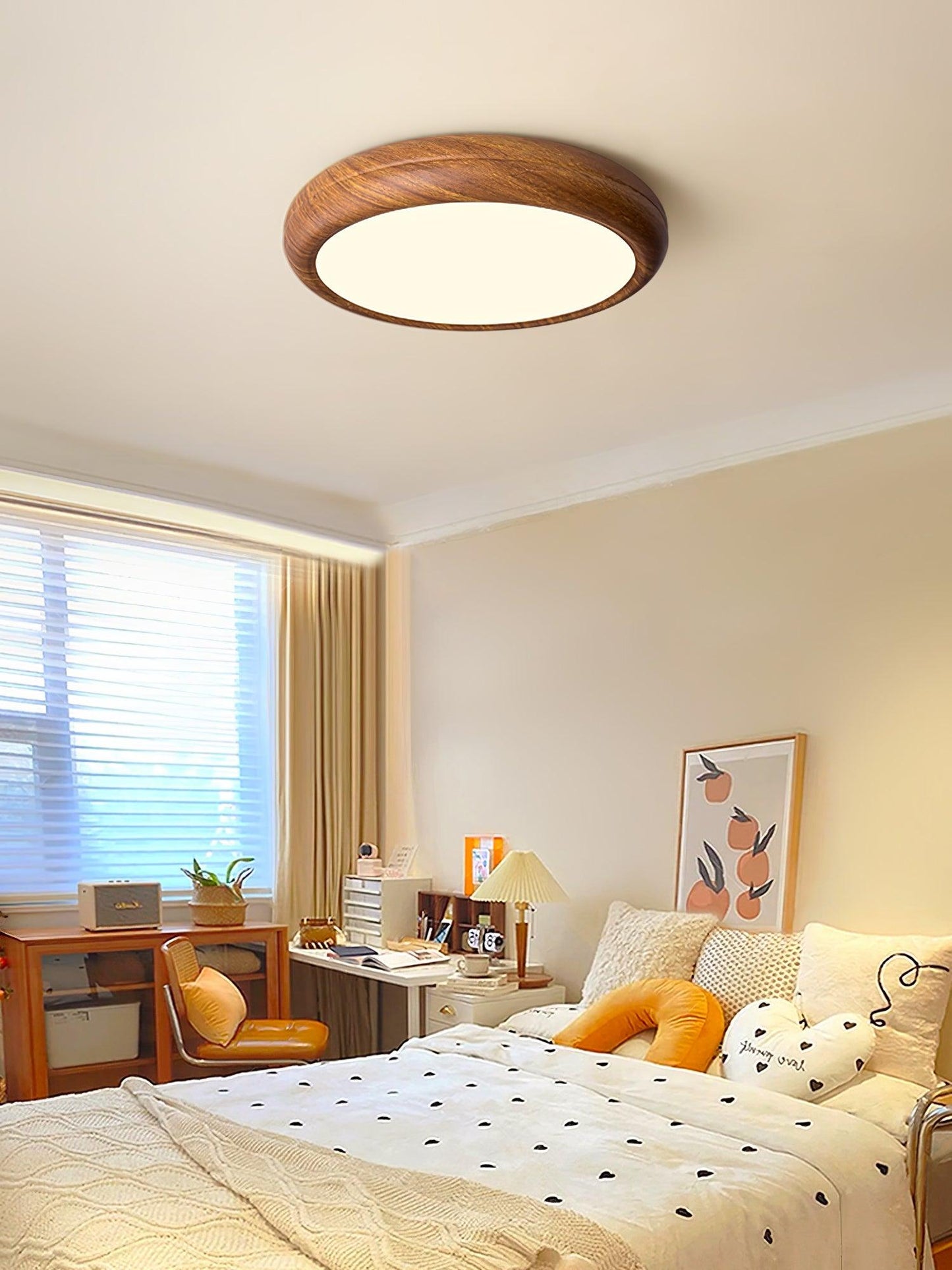 Holzmaserung Runde Deckenleuchte im Mid-Century Stil
