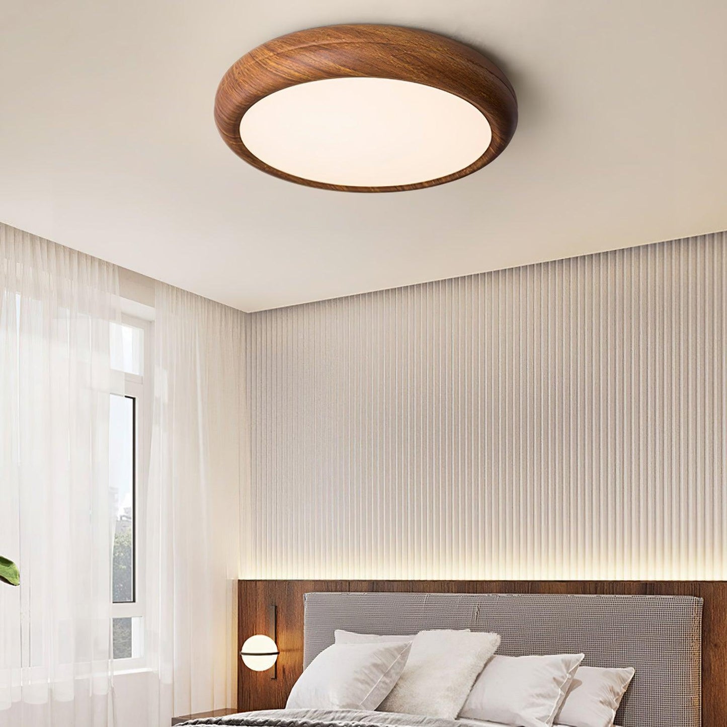 Holzmaserung Runde Deckenleuchte im Mid-Century Stil
