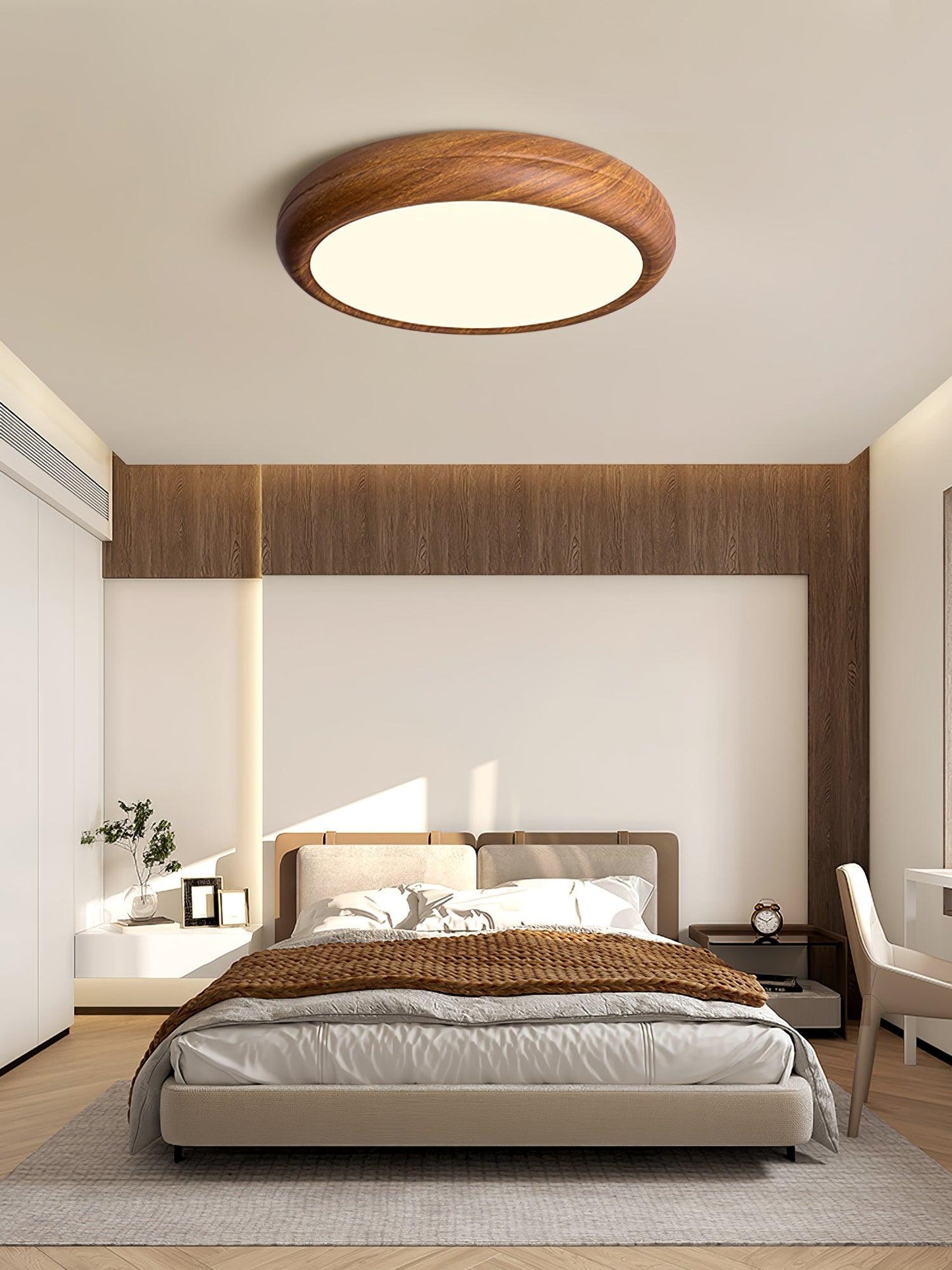Holzmaserung Runde Deckenleuchte im Mid-Century Stil