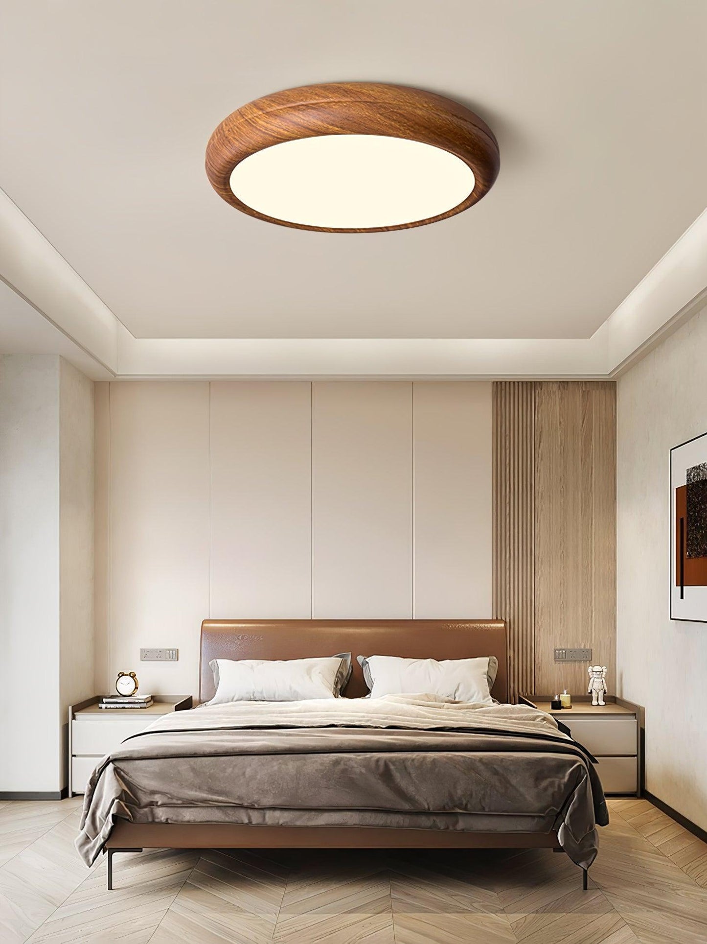 Holzmaserung Runde Deckenleuchte im Mid-Century Stil