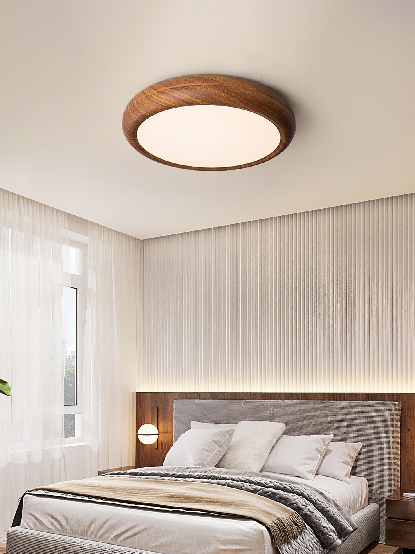 Holzmaserung Runde Deckenleuchte im Mid-Century Stil