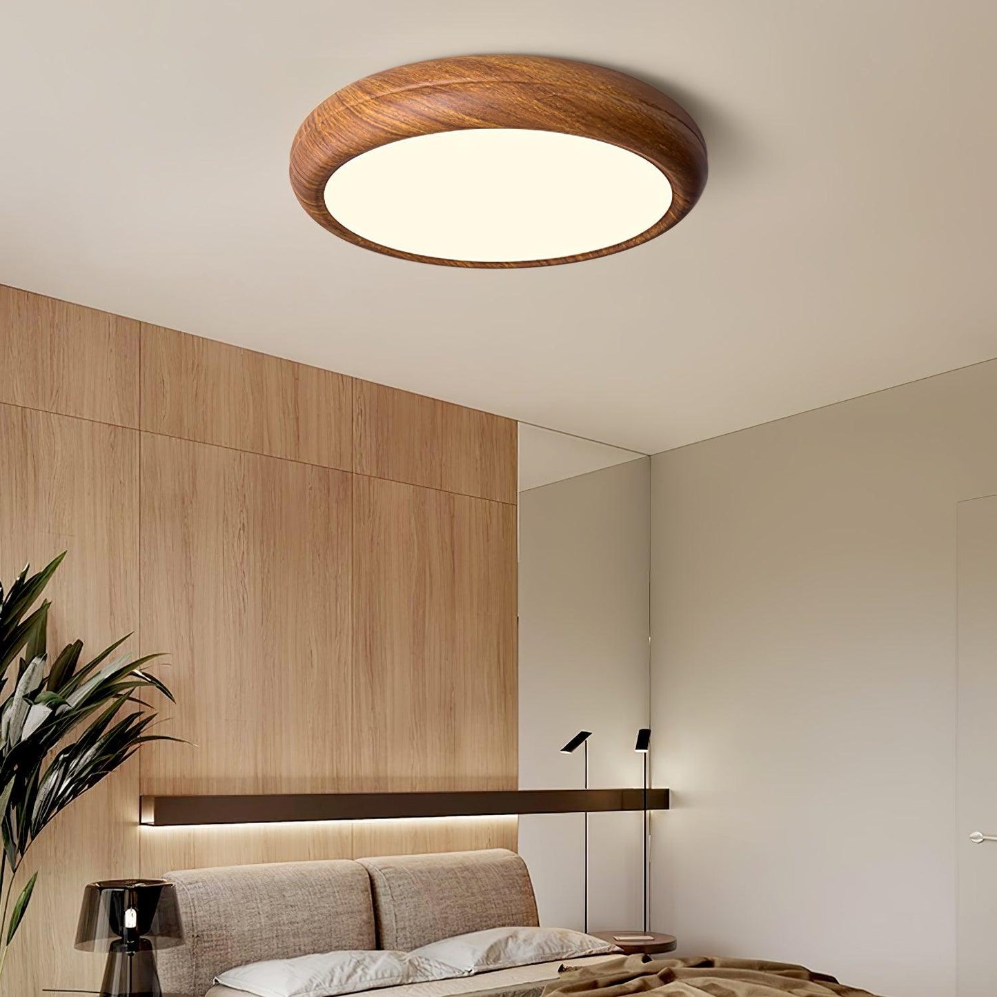 Holzmaserung Runde Deckenleuchte im Mid-Century Stil