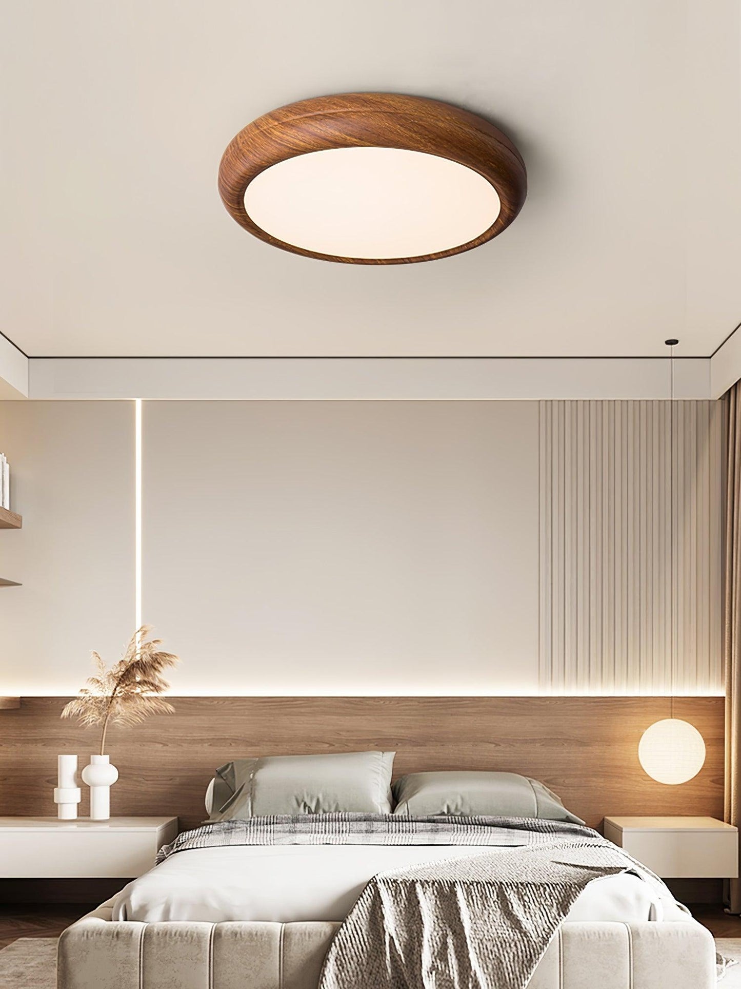 Holzmaserung Runde Deckenleuchte im Mid-Century Stil