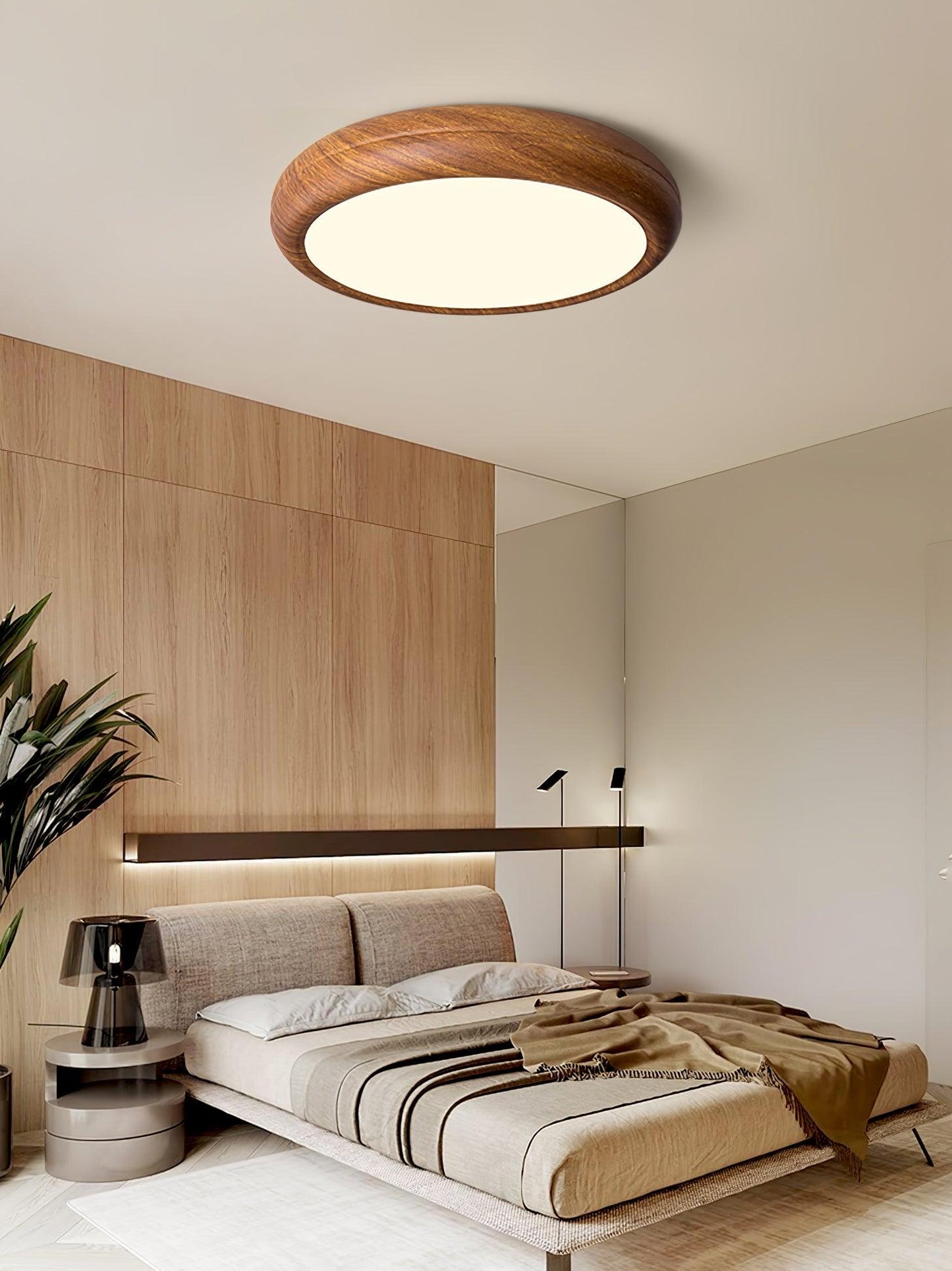 Holzmaserung Runde Deckenleuchte im Mid-Century Stil