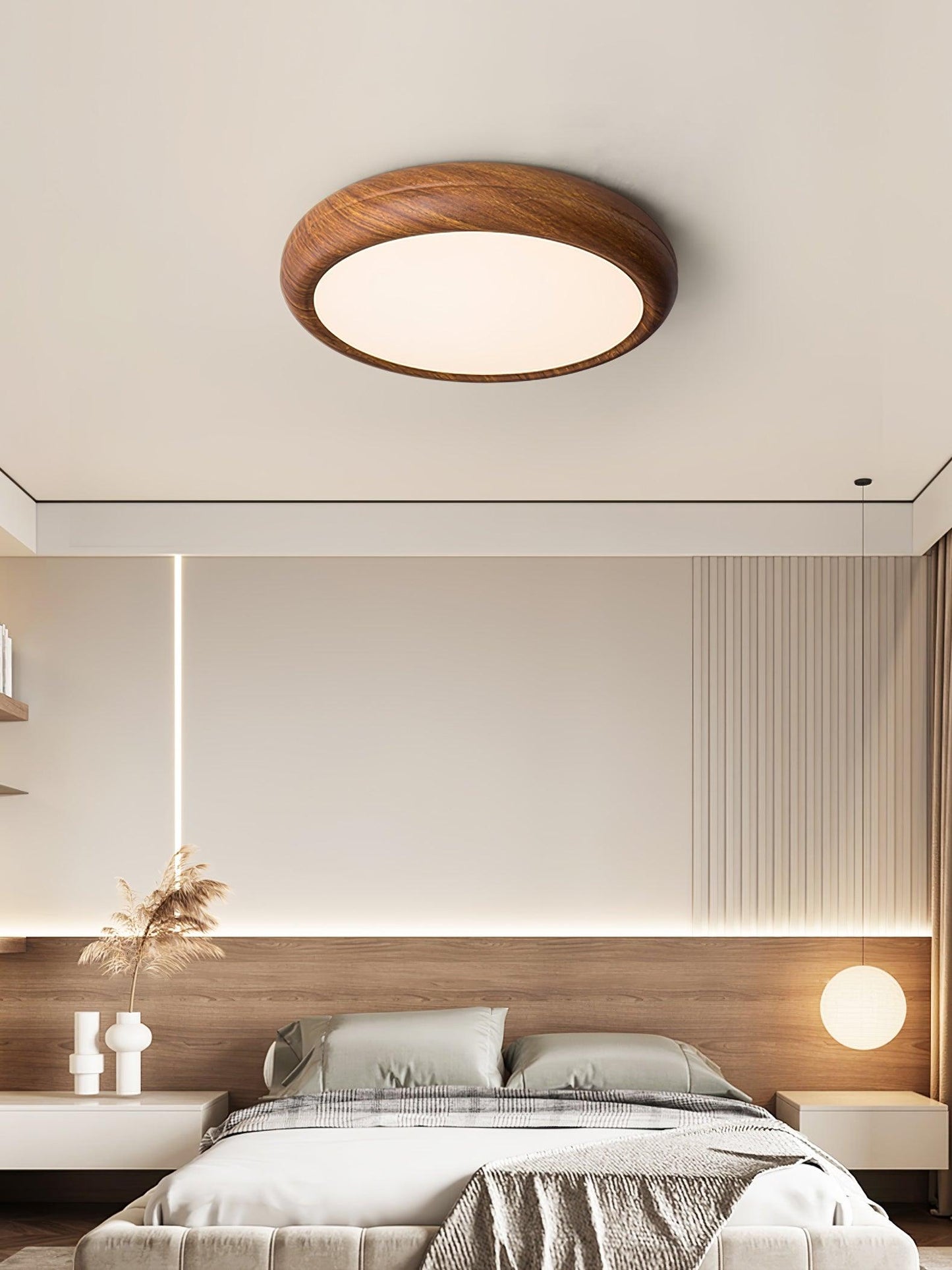 Holzmaserung Runde Deckenleuchte im Mid-Century Stil