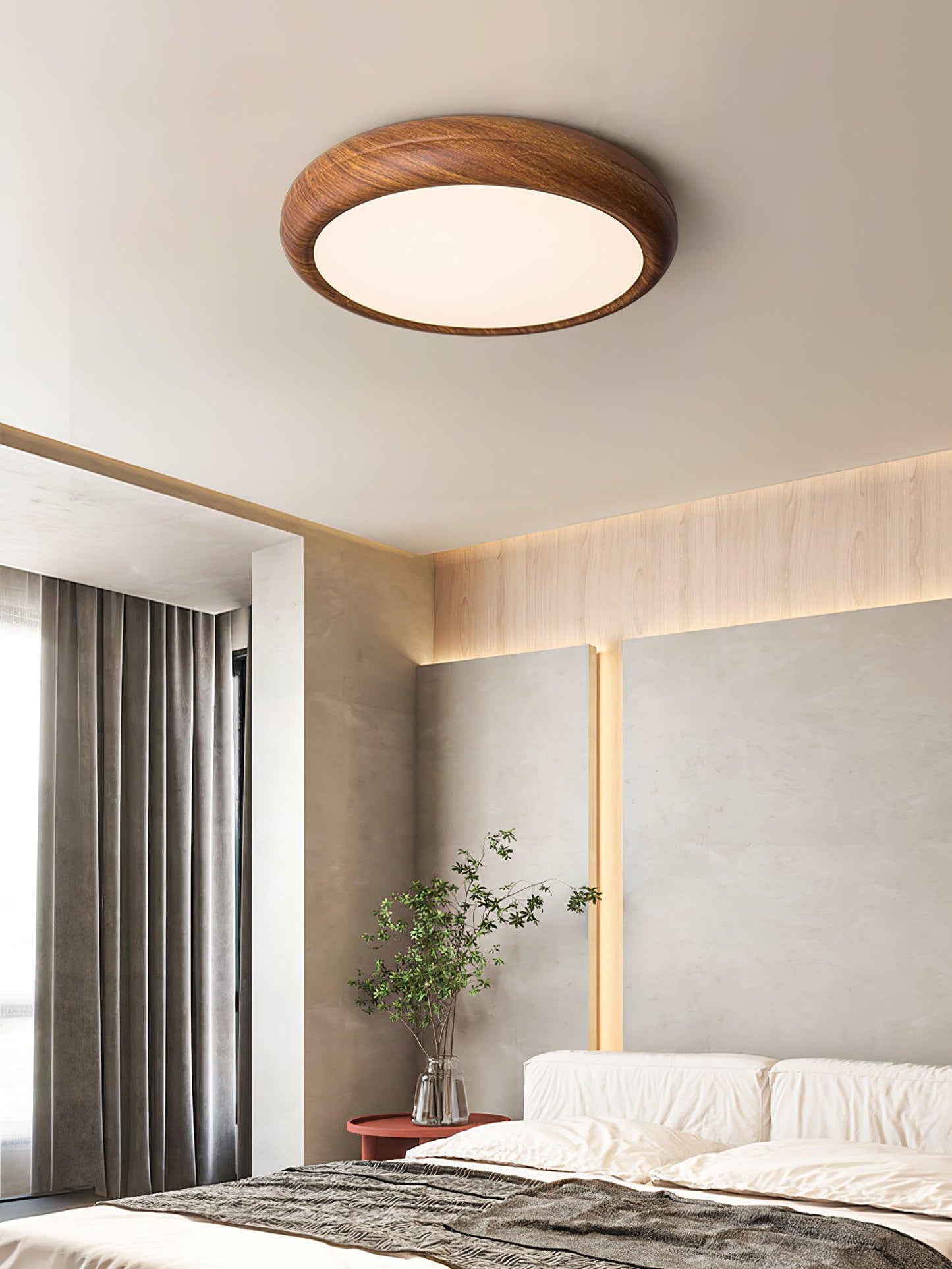 Holzmaserung Runde Deckenleuchte im Mid-Century Stil