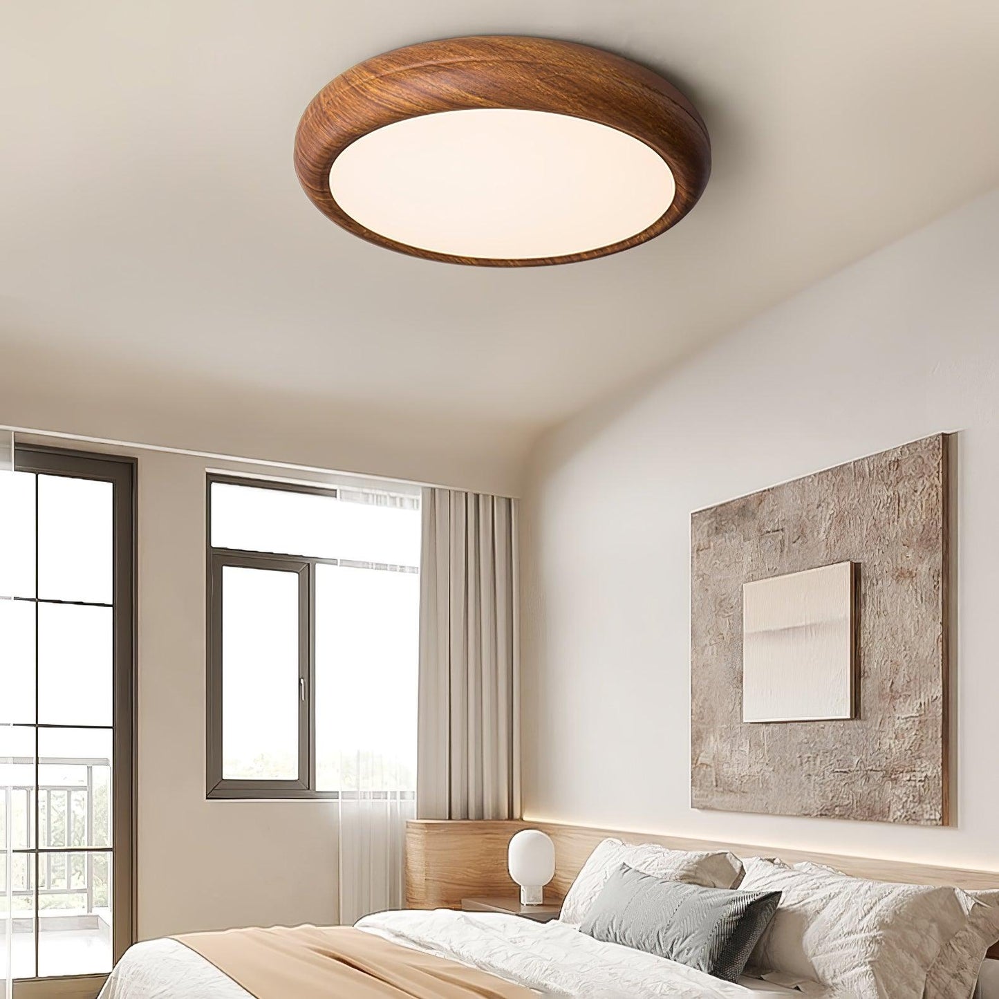Holzmaserung Runde Deckenleuchte im Mid-Century Stil