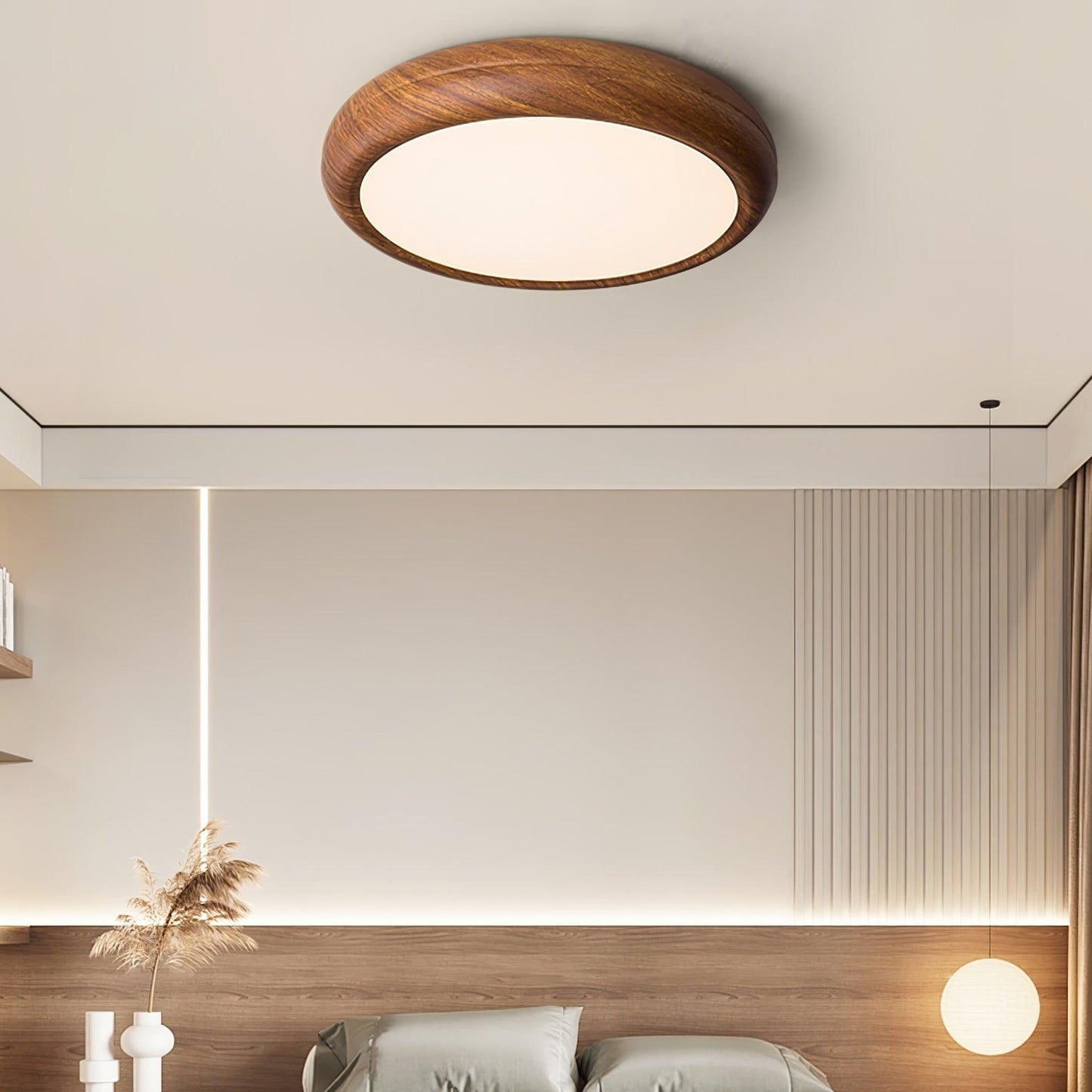 Holzmaserung Runde Deckenleuchte im Mid-Century Stil