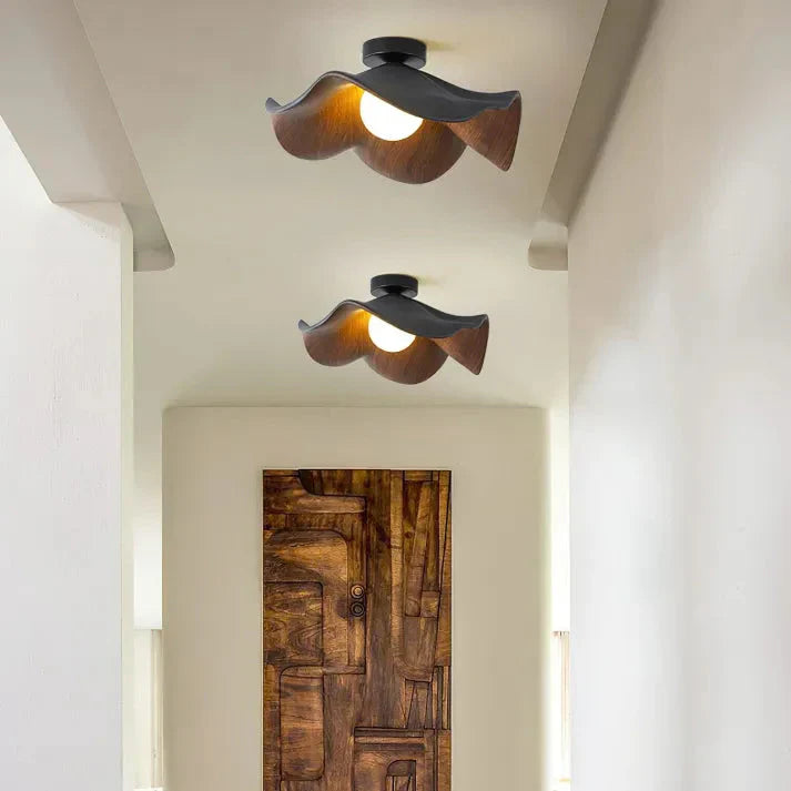 Lotus Holz & Harz LED Deckenlampe | Skandinavischer Stil