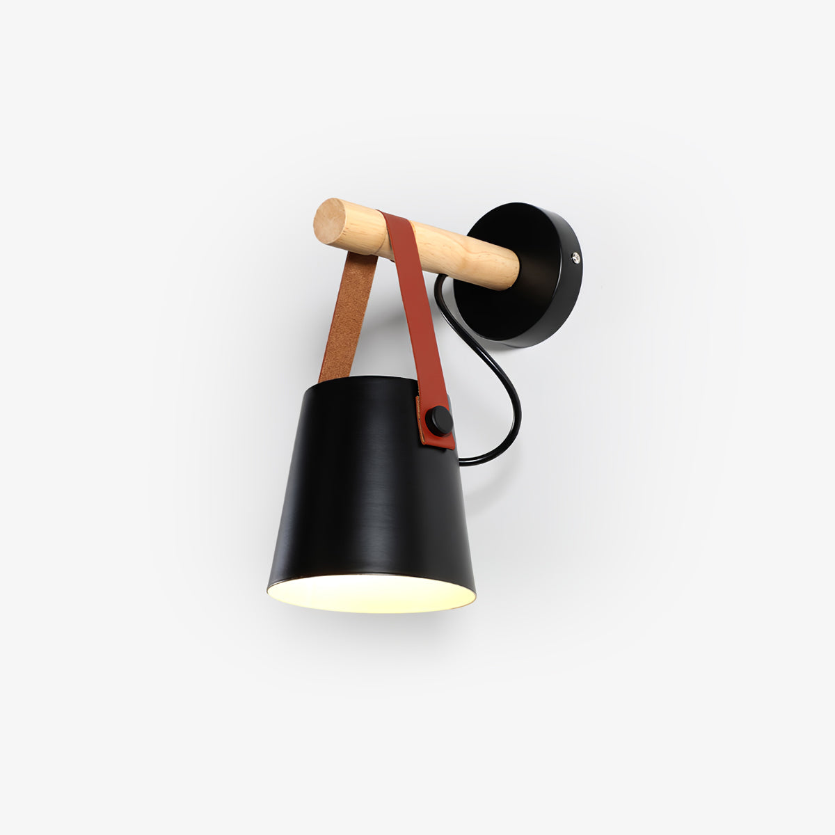 Minimalistische Holz-Wandleuchte kegelförmig