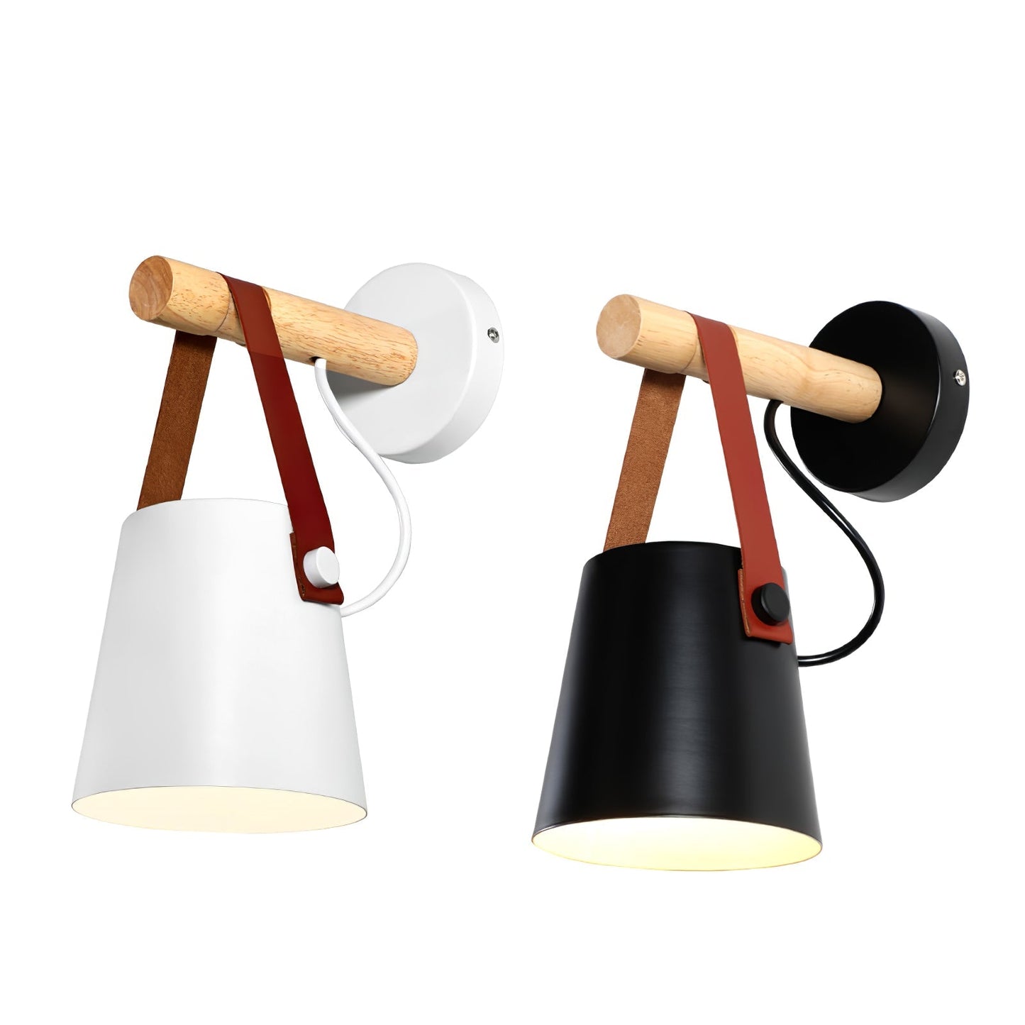 Minimalistische Holz-Wandleuchte kegelförmig