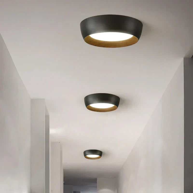 Japanische LED-Deckenlampe – Metall- und Holz-Design
