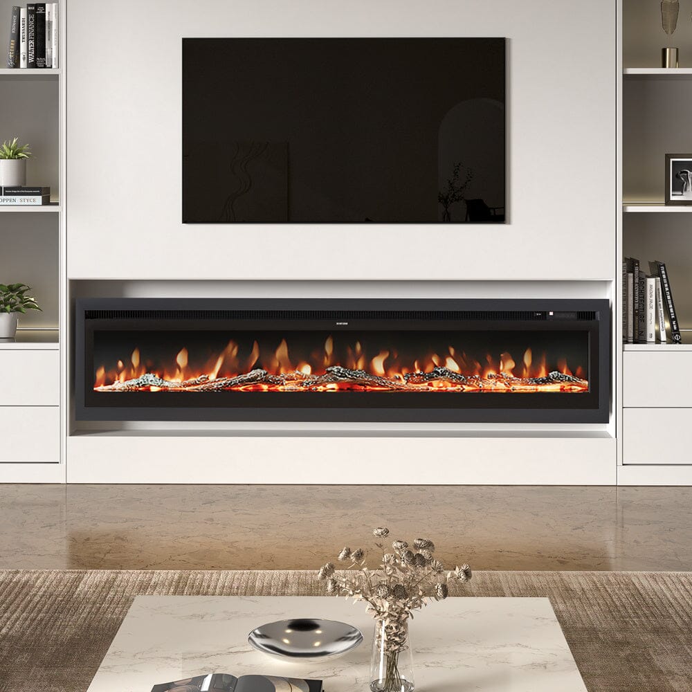 LED-Elektrokamin 40–80 Zoll mit 9 Farben Flammeneffekt und Komfortabler Fernbedienung