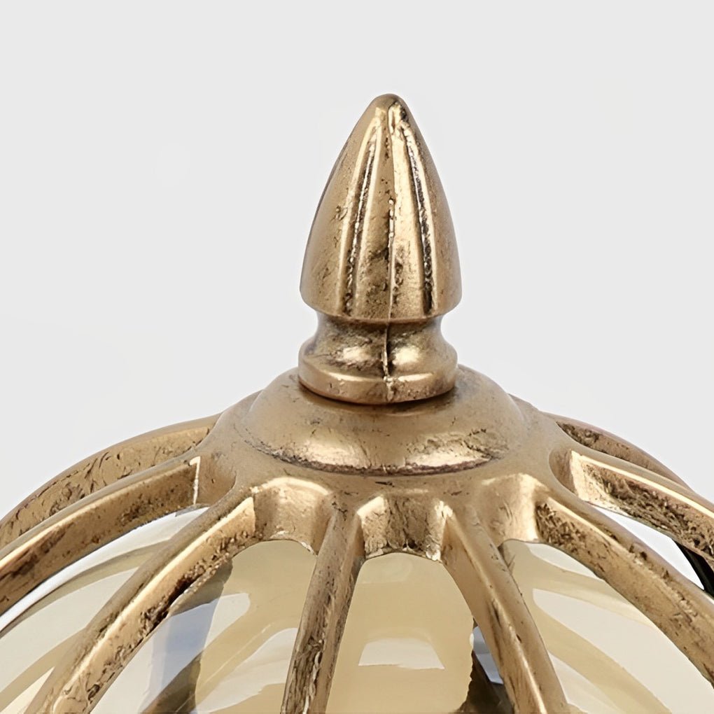 Vintage Außenpfostenlampe mit Rundem Glaslicht