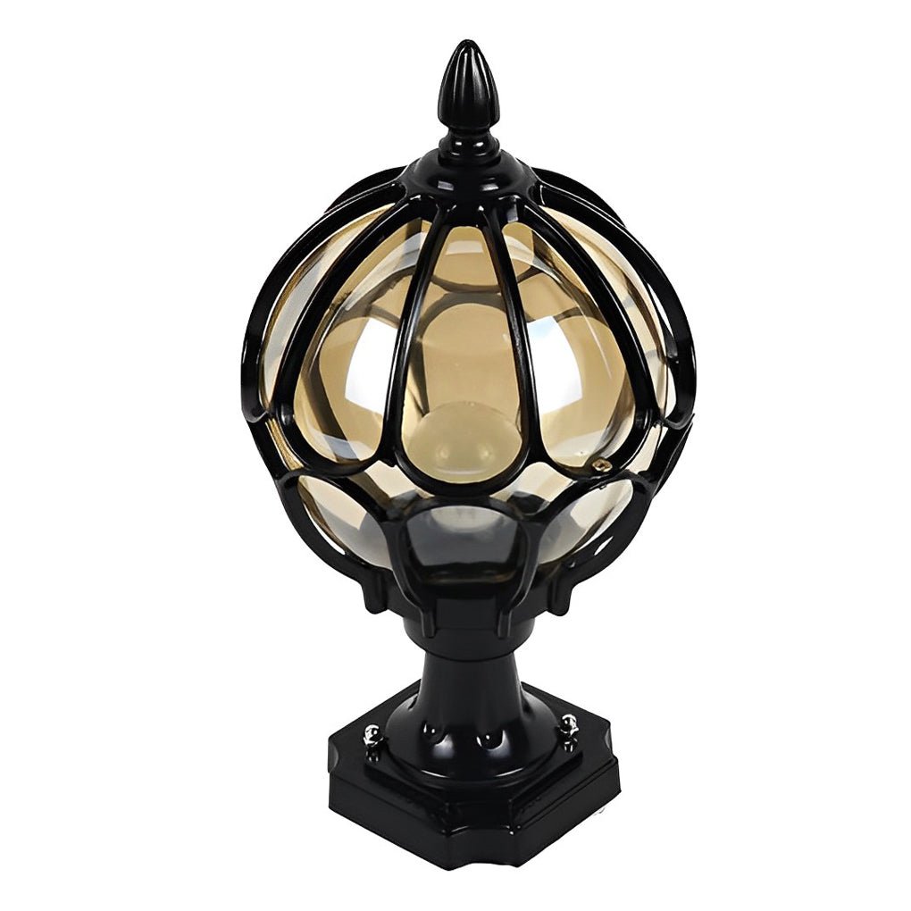 Vintage Außenpfostenlampe mit Rundem Glaslicht